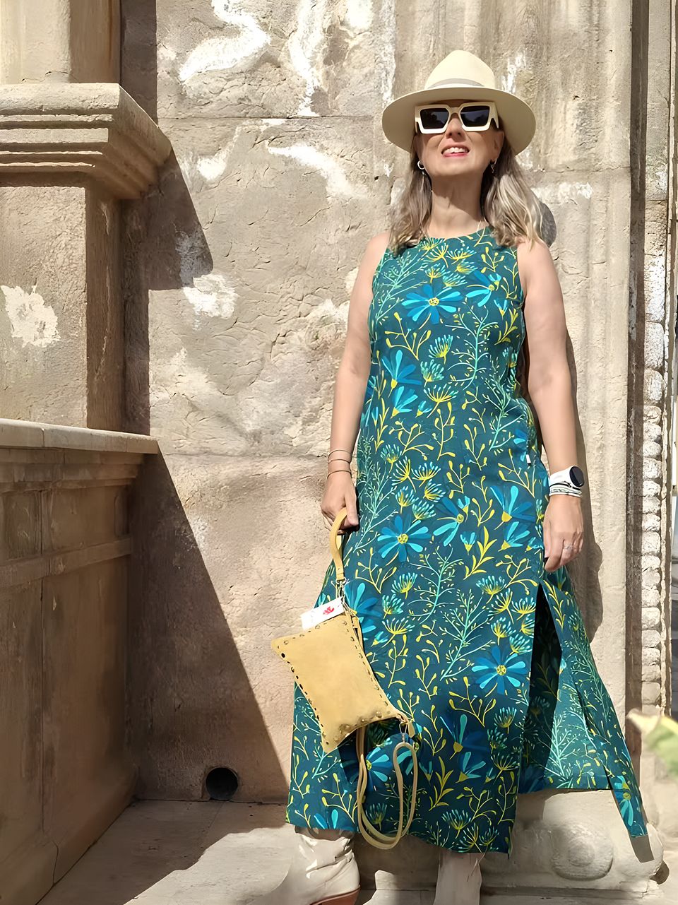 Vestido largo de hojas, foto real de Cuore